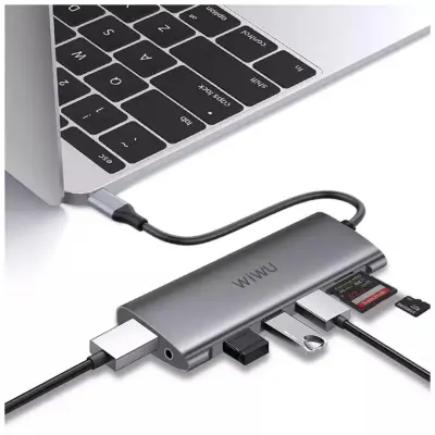 Купить WIWU Alpha A11312H (11 in1) Type-C - 3xUSB / 2xHDMI / VGA / RJ45 / AUX 3.5 в Бишкеке